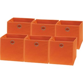 Simple Houseware 6 Pack Foldable Cube Storage Bin with Handle,, Orange