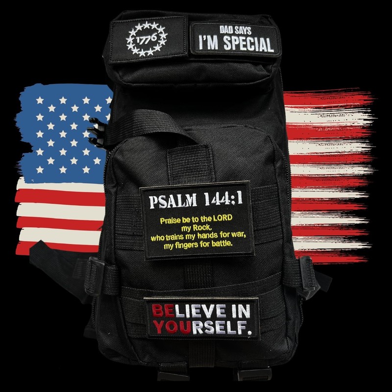 Military Tactical Backpack Patches, Psalm 144:1 BNW Combat Badge, Morale