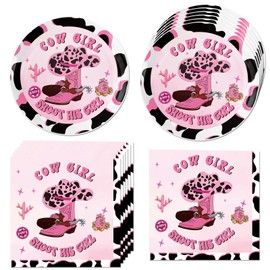 Western Cowgirl Party Supplies, 20 Pcs Plates and 20 Pcs Napkins Wild West Theme Pink Cowgirl Rodeo Decorations Tableware for Pink Cowboy Rodeo Birthday Bachelorette Party Decorations