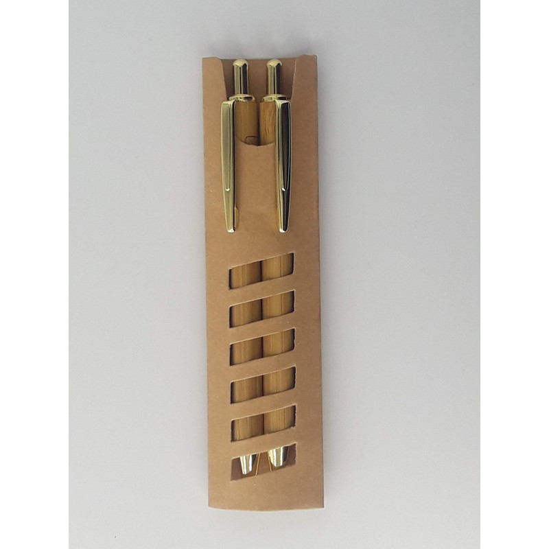 CHLOENCE Environmentally friendly bamboo pen + mechanical pencil in case