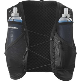 Salomon Active Skin 8 Unisex Hydration Vest Trail Running Hiking MTB with Hydration Bottles, Easy Hydration, Precise Fit, Optimised Storage Options, Black, S