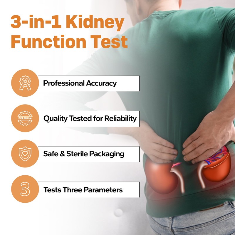 One Step: 5 x Kidney Function Test Strips, Creatinine, Protein
