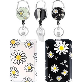 2 Pack Badge Holder Retractable Clip Heavy Duty Reels with Vertical Sliding ID Badge Holder Hard Plastic for Women Nurse Teacher Student (Colorful) - Color: Flower