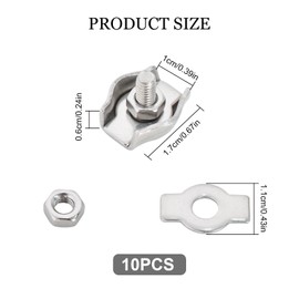 Pack of 10 M3 Wire Rope Clamps, Stainless Steel Cable Clamp, Stainless Steel 304 Cable Clamp, Stainless Steel Wire Rope Clip for 3 mm Wire Ropes, Simplex Clamp for Attaching Steel Wire Ropes and Cable