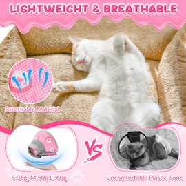 SlowTon Cat Recovery Collar - Protective Adjustable Elizabethan Recovery Collars Anti Licking Wounds Cute Comfortable Lightweight Pet Cone Collar for Cats Puppy Small Dogs Pets Animals After Surgery