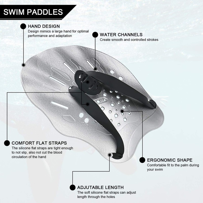 1 Pair Swimming Paddle Hand Paddle Swimming Practice Paddle Swimming