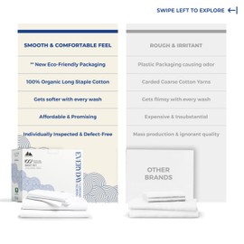 Mayfair Linen 100% Organic Cotton Percale Sheets Twin Size - 3 Piece White Twin Percale Sheet Set, 16" Deep Pocket Twin Percale Sheets, Breathable, Soft & Crisp, Cooling Sheets, Dorm Room Essentials