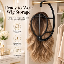 Hanging Wig Holder for Storage & Styling – Portable Wig Hanger for Wigs and Hats at Home or While Traveling
