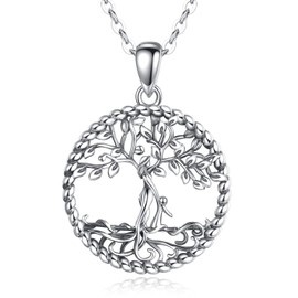 Vito 925 Sterling Silver Tree of Life Necklace for Women Mom, Mom with Daughter Son Pendant for Mum, Mother Necklace for Wife, Mother s Day Gifts for Mom from Daughter, 18" Silver Chain