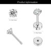 Natural Birthstone Stud Earrings for Women Teen Girls, Small 3mm