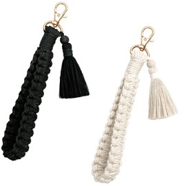CHUQING Keychain Woman Macrame Handmade Bracelet Tassel Anyards for Keys, Car Keys, 2 Pieces