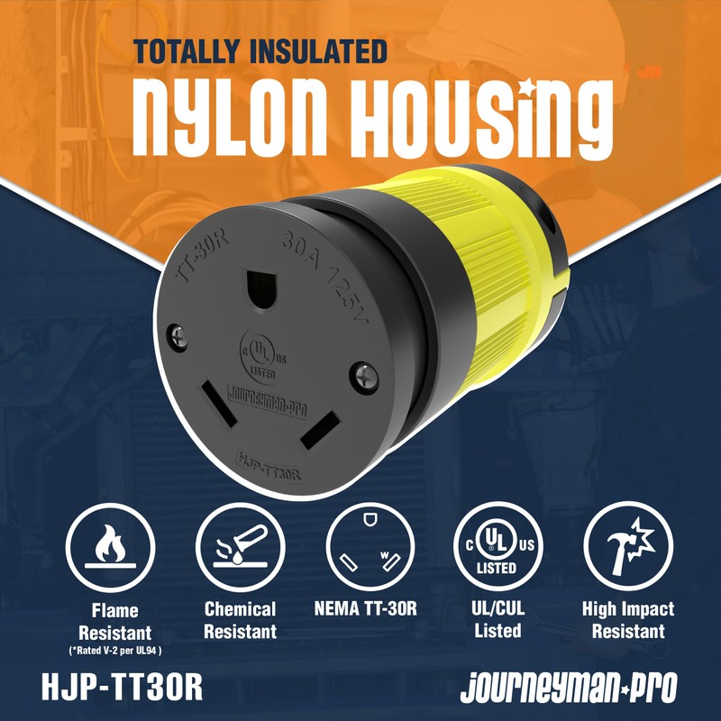 Journeyman-Pro NEMA TT-30R, 30 Amp, 125 Volt, Straight Blade Female