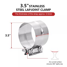 alflow 3.5" Stainless Steel Exhaust Clamp,Universa