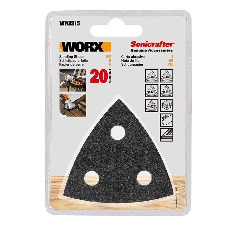 Worx WA2115 4 Sheets of 40/80/ 120/180/ 220 Grit Sonicrafter