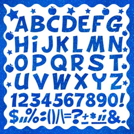 269Pcs Glitter Bulletin Board Letters Apples Stars Cutouts Set, Include 78.7 Ft 60 Bulletin Board Trims Alphabet Letters Numbers Punctuation for School Classroom Poster Board Wall Decor(Blue)