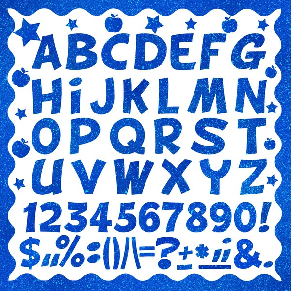 269Pcs Glitter Bulletin Board Letters Apples Stars Cutouts Set, Include
