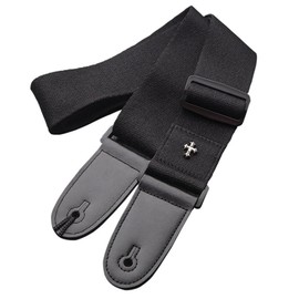 CAIHONG Guitar Strap, Bass Guitar Straps Acoustic Electric Cotton Woven Style Simple Leather Ends Adjustable Vintage Guitar Belt (Black)