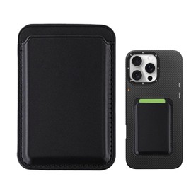 Magnetic Card Holder for Phone, Wallet with RFID Blocking, Slim Card Holder for Phone Wallet Fits 1-2 Cards, Strong Attachment Compatible with SmartPhone 15/14/13/12 Pro Max Plus Series (Black)