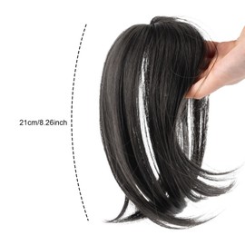 GWAWG Fringe Hairpiece Clip in Fringe Clip-In Extensions Real Hair in Bangs Thin Hair Line Hair Extension with Elastic Band Lady Natural Hairpieces DIY Hairstyles Party Everyday (Natural Black)