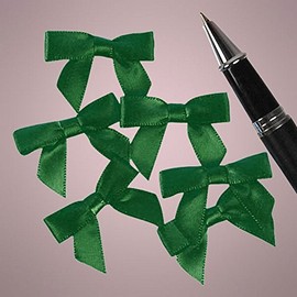Mini Emerald Green Satin Bows - 1 3/8 in. x 1in. - 50 Pack