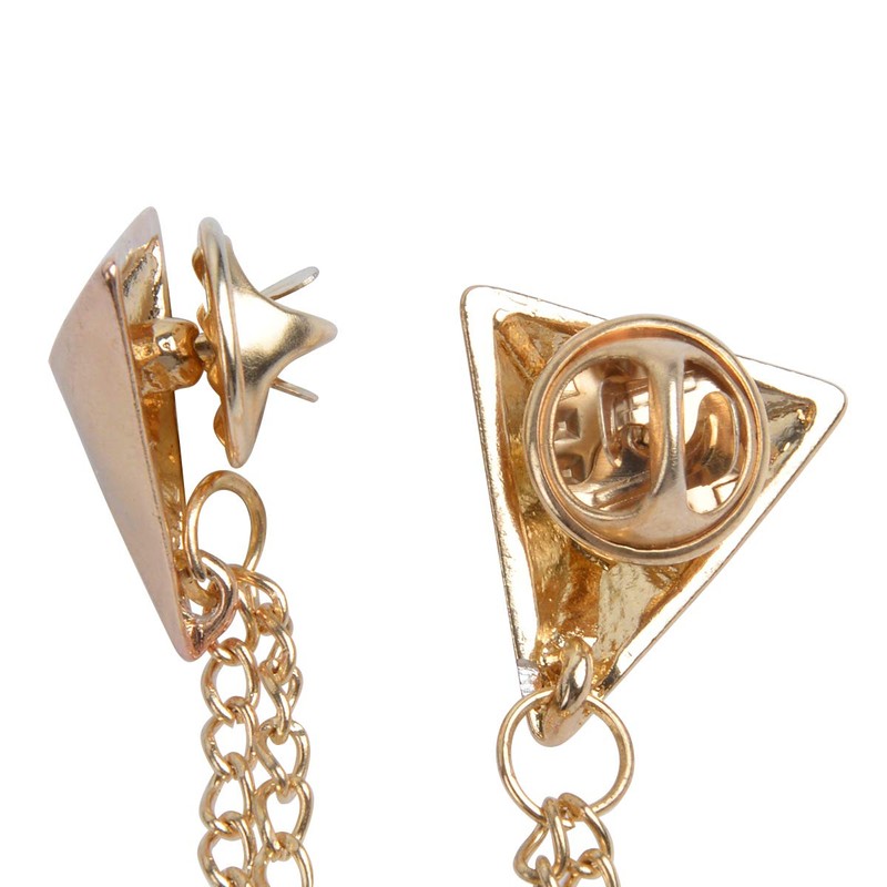LKXHarleya Gold Stud Double Chain Brooch Pin,Shirts Neck Collar Tips