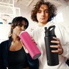 24 oz Insulated Water Bottle for Gym: 3 Lids, Leakproof,