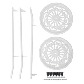 50cm Double Layer Plant Stand Iron Multifunctional Flower Rack Flower Shelf for Balcony Entryway Garden White