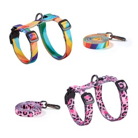 Cat Harness and Leash Set - Escape Proof Adjustable Cat Harness, Comfortable Soft Lightweight, Use Safe & Easy, Walking Travel Kitten Harness for Small Medium Large Cats (Yellow & Pink)