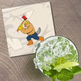 Unbranded Beaver Lumberjack Animal 4'' X 4'' Square Wooden Coaster