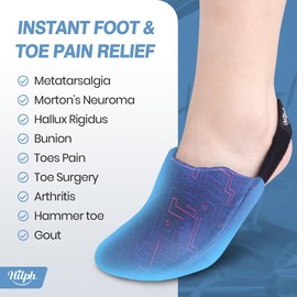Hilph Hilph Foot Toes Ice Pack Wrap for Swelling & Bunion Surgery, Forefoot Cold Gel Sock with Strap for Broken Toes, Gout, Plantar Fasciitis, Morton's Neuroma, Toe Surgery Recovery, Single Blue