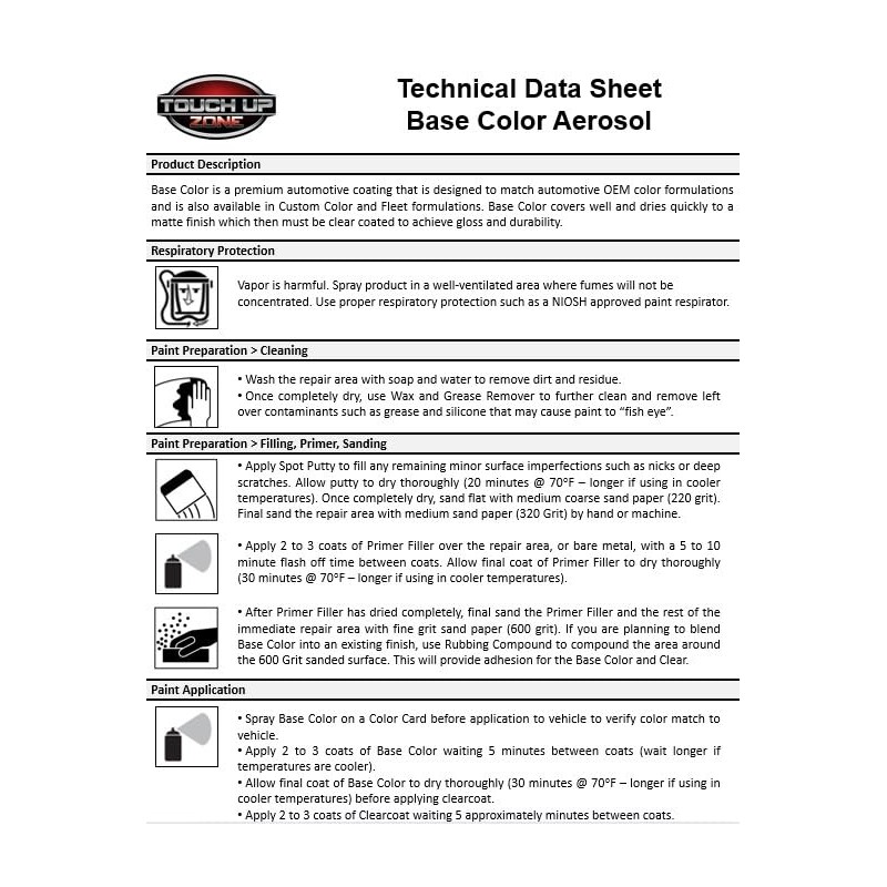 Touch Up Zone Aerosol Paint and Clear - Compatible with