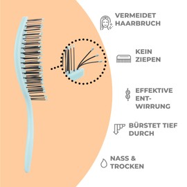 Ninabella Mini Hair Brush without Pulling, Brush for Travel, Detangling Brush for Dry and Wet Hair, Detangler Brush, Extensions Brush, Hair Brush, Mint Green