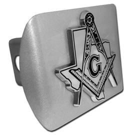 Elektroplate Texas Masonic Square and Compass All Metal Brushed Chrome Hitch Cover for Trucks and SUVs | Fits Standard 2" Trailer Hitch Receivers | Premium Weatherproof
