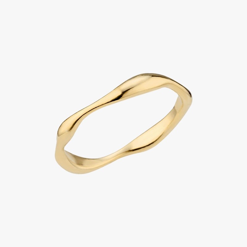 Gold&Dear 14KGP Daily Slim Wave Ring Yellow Gold S (No.