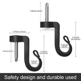 Blifula Q-Hanger Screws-in Hooks Outdoor Hooks for String Lights and Garage New Year Party Outdoor, Christmas Light Hooks (36 Pack (Black))