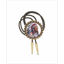 Neckties clothing accessories photo art custom made bolos Native Indian Chief Art Bolo Tie Men's Accessory Neckties Mens Wear Gift for Dad