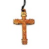 Christian Orthodox Greek Religious Pendant Necklace with Wood Cross /