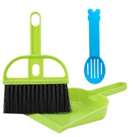 Yu-Xiang 3 Pack Hamster Mini Dustpan and Broom Set Guinea Pig Classical Besom Chinchillas Sweeper Cavy Cage Clean Hedgehogs Scooper for Small Animal (Green)