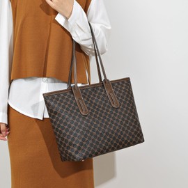 LABOONOO Women Large Capacity Tote Bag for Travel Work (coffee brown)