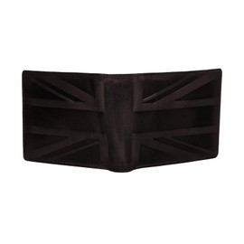 Hudson & James Designer London Real Distressed Leather Mens Wallet with Zip Coin Pocket Credit Carder Holder Bifold Purse UK Union Jack (Brown Crunch)