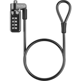 Laptop Combination Security Lock | Premium Anti-theft Protection | Cut Resistant Steel Security Cable | 4 Resettable Digit Combination Lock | 1.7m Cable Length | Kensington Cable Lock Alternative