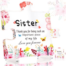 Sister Birthday Gifts, Big Sister Gifts for Girls, Acrylic Puzzle Plaque with Stand, Thoughtful Decoration for Special Moments, Ideal for Christmas or Any Occasion, Sisterhood Gift for Women