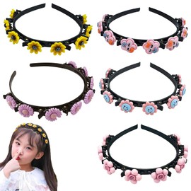 Guanyj Girls' Headbands, Pack of 5 Headbands with Clips, Hairstyle Hairpin Princess Hair Clips, Twist Clip Headband, Girls Hair Accessories, Perfect for Girls' Parties, Weddings, Festivals