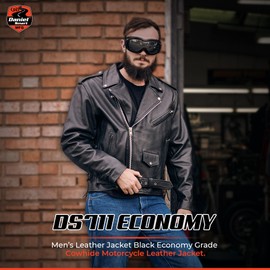 Daniel Smart Leather Motorcycle Jacket for Men Genuine Black Leather Jacket with Polyester Thermal Lining Water Resistant Leather Jacket with Concealed Armory Pocket & Heavy Duty Zippers