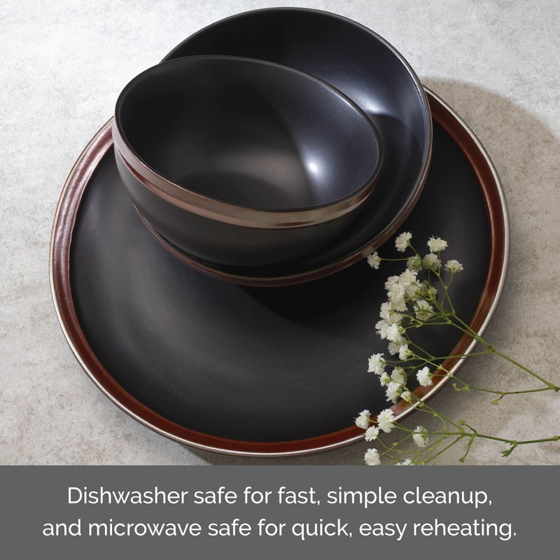 Mikasa Miller 12 Piece Dinnerware Set, Service for 4, Black