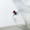 Gem Stone King 925 Sterling Silver Red Created Ruby Blue