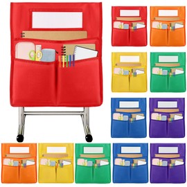 gisgfim 12 Pcs Chair Pockets for Classroom 19 x 17 inch Seat Sacks for Classroom Chairback Pocket Chart 3 Pockets Chairs Seat Back Organizer with Name Tag for School Home Classroom Supplies(Colorful)