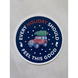Vineyard Vines Xmas/Holiday  Exclusive Jeep Circular Sticker RARE New (3.5")