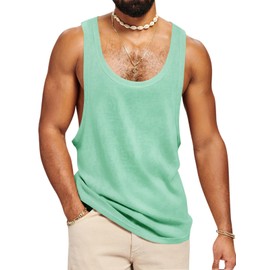 Runcati Mens Workout Tank Tops Sleeveless Shirt Muscle Gym Bodybuilding Fitness Training Loose Fit T Shirts Mint