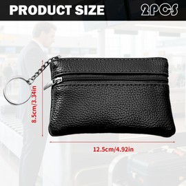 ZXNJA 2 key cases, leather key case, key case, leather key case, men's zip key case, unisex, key cases with zip, black